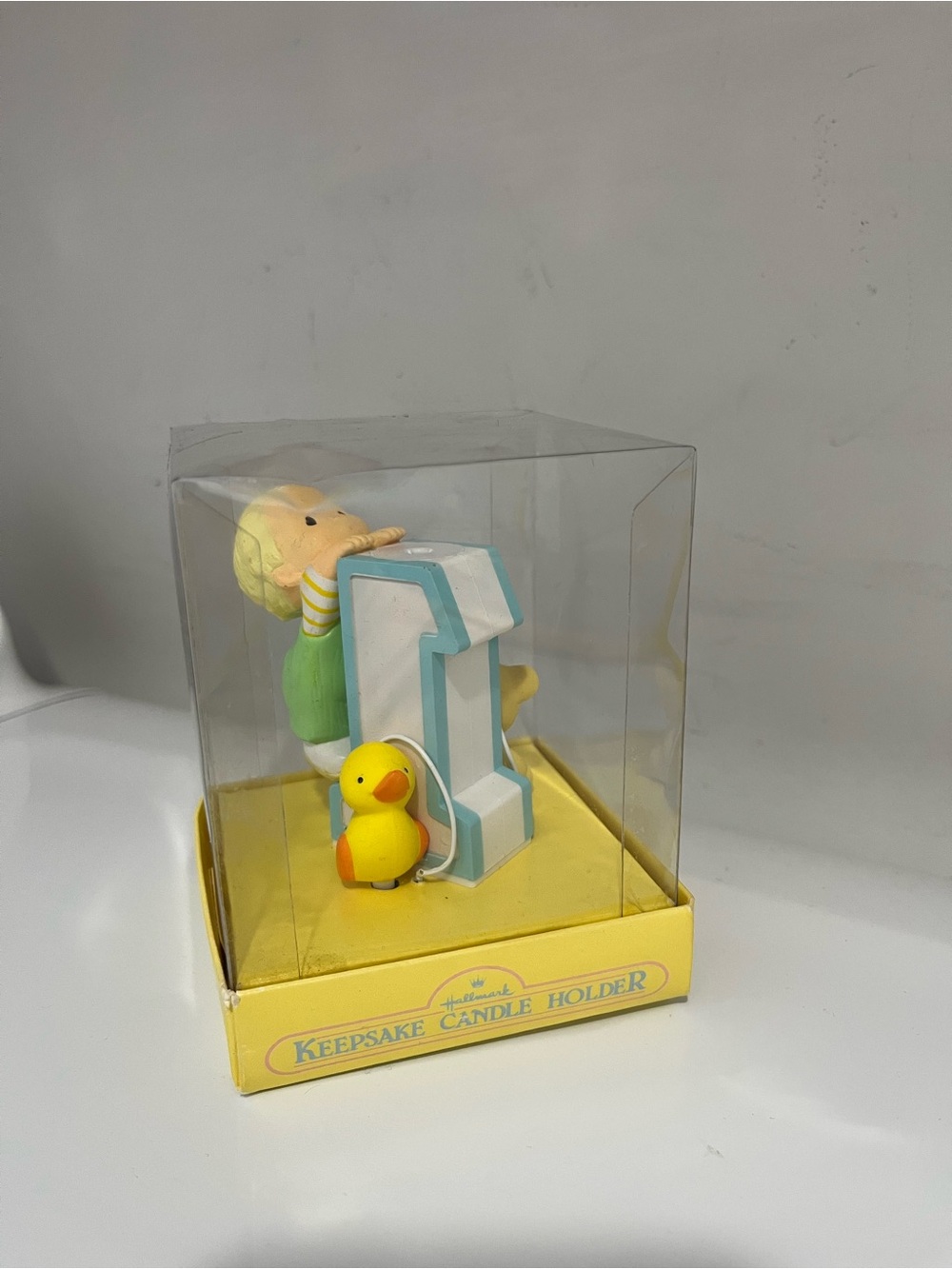 Vintage Hallmark 1980s Baby Boy’s First Birthday Candle Holder Cake Topper